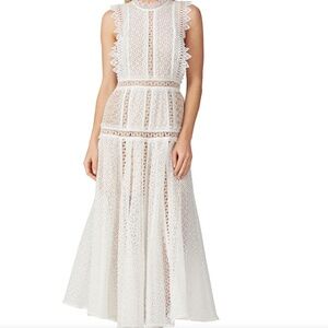 Self-Portrait White Lace Panel Midi Dress size 6